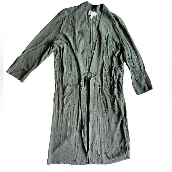 Chelsea 28 NOTCH DETAIL DUSTER IN OLIVE SARMA Size L NWOT - Picture 4 of 7